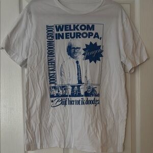 White Graphic T-Shirt with Blue Print